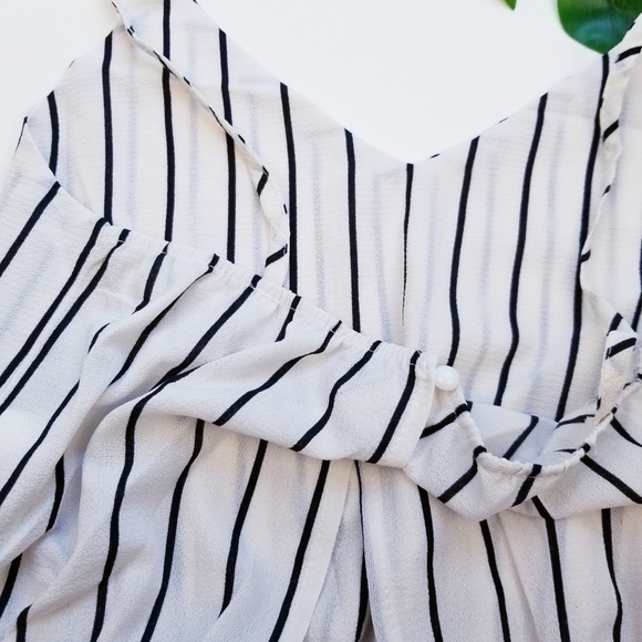 Crop Top Cami Striped Off White Adjustable Straps - Picture 6 of 8